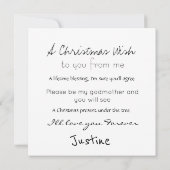 クリスマスの妖精がサンタの代わりに！名付け親にしてくれますか？ カード (裏面)