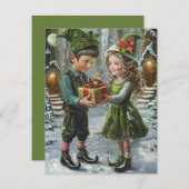 クリスマスの妖精たちのプレゼント交換 – ホリデーカード (正面/裏面)