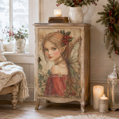 クリスマスの妖精とヒイラギのデコパージュ 薄葉紙