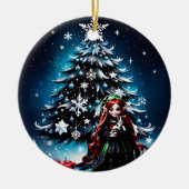 クリスマスの妖精と子猫。 セラミックオーナメント (正面)