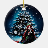 クリスマスの妖精と子猫。 セラミックオーナメント (裏面)