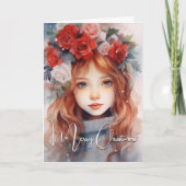 クリスマスの妖精のバラ休日 カード (正面)