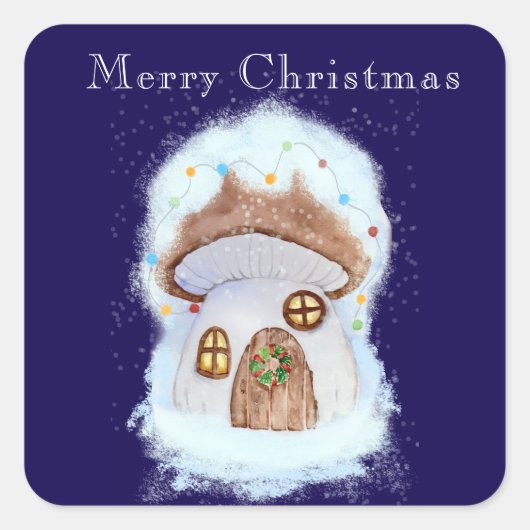 クリスマスの妖精の家 スクエアシール (正面)