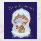 クリスマスの妖精の家 ワインラベル (シングルラベル)