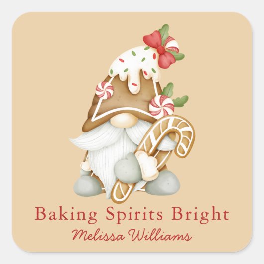 クリスマスの妖精を輝かせる  ノーム クリスマス ホリデー スクエアシール (正面)
