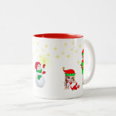 クリスマスの妖精、エルフと星 ツートーンマグカップ (正面右)