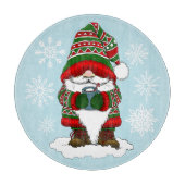 クリスマスの妖精 ノーム 赤 緑 冬 かわいい カッティングボード (正面)