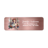 クリスマスの妖精 | バラ金ゴールド差出人住所 ラベル (正面)