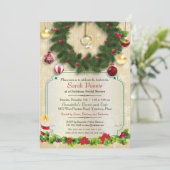 クリスマスの婚約指輪のリースのブライダルシャワー 招待状 (スタンド正面)