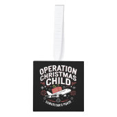 クリスマスの子おもしろい家族の照合 キューブオーナメント (正面)