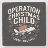 クリスマスの子おもしろい家族の照合 ストーンコースター (正面)