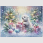 クリスマスの子グマとモザイク画の森のプレゼント 薄葉紙 (正面)
