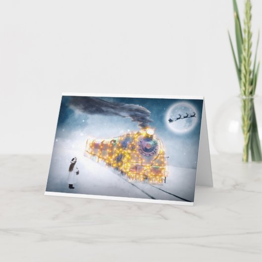 クリスマスの子供のクリスマスのモチーフの12月の列車 シーズンカード (正面)