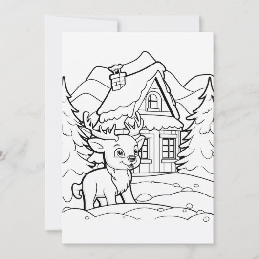 クリスマスの子供の着色トナカイ シーズンカード (正面)
