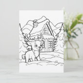 クリスマスの子供の着色トナカイ シーズンカード (スタンド正面)