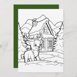 クリスマスの子供の着色トナカイ シーズンカード