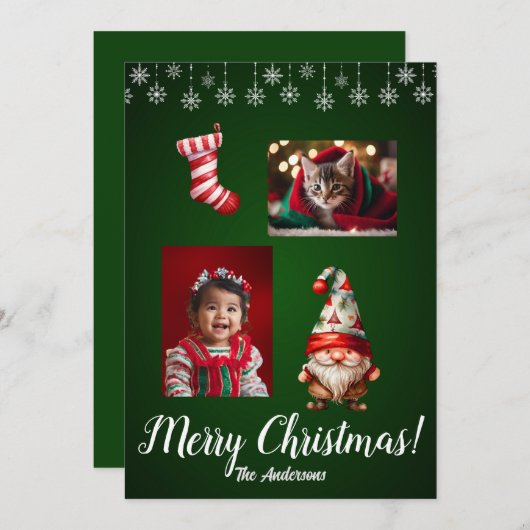 クリスマスの子供、メリークリスマス！ クリスマスカード 招待状 (正面/裏面)