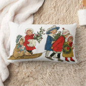 クリスマスの子供 ランバークッション (ブランケット)