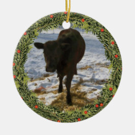 クリスマスの子牛 セラミックオーナメント