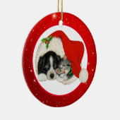 クリスマスの子犬と子猫 セラミックオーナメント (右)