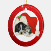 クリスマスの子犬と子猫 セラミックオーナメント (左)