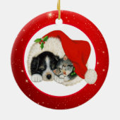 クリスマスの子犬と子猫 セラミックオーナメント (裏面)