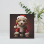 クリスマスの子犬のホリデーグリーティングカード シーズンカード (スタンド正面)