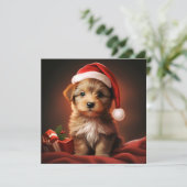 クリスマスの子犬の休日のグリーティングカード シーズンカード (スタンド正面)