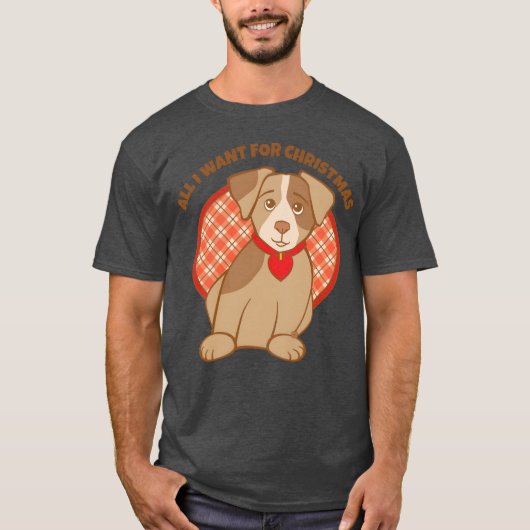 クリスマスの子犬の友達 Tシャツ (正面)