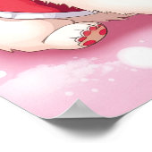 クリスマスの子犬の愛らしいフェスティバルハットアート ポスター (角)