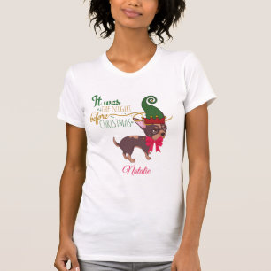 クリスマスの子犬イラストレーション Tシャツ