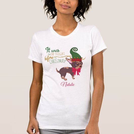 クリスマスの子犬イラストレーション Tシャツ (正面)