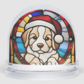 クリスマスの子犬フェイクのステンドグラス (正面)