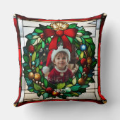 クリスマスの子犬フェイクのステンドグラス クッション (裏面)