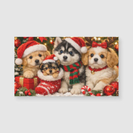 クリスマスの子犬マグネット