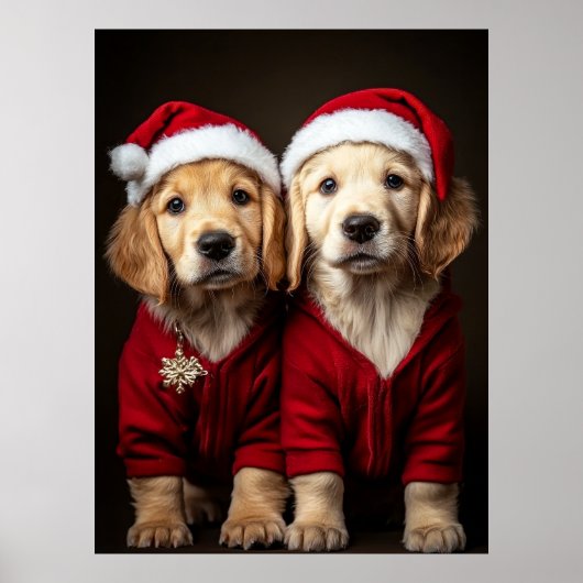 クリスマスの子犬2匹 ポスター (正面)
