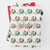 クリスマスの子犬、キャロル猫と赤い上の足 ラッピングペーパーシート (インサイチュ)