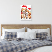 クリスマスの子犬 キャンバスプリント (インサイチュ (寝室))