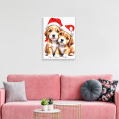クリスマスの子犬 キャンバスプリント (インサイチュ (リビング))
