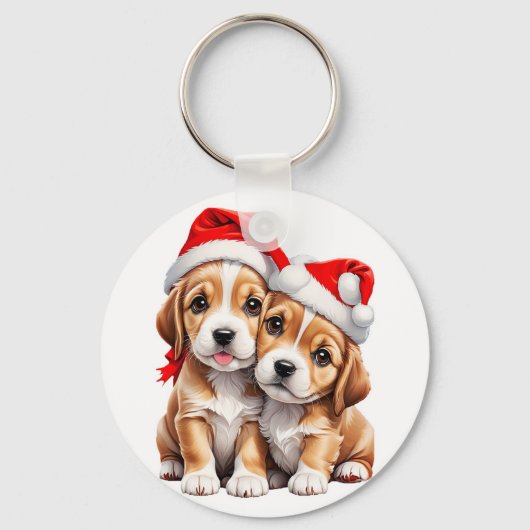 クリスマスの子犬 キーホルダー (正面)