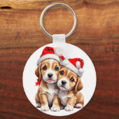 クリスマスの子犬 キーホルダー (正面)