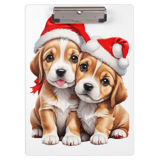 クリスマスの子犬 クリップボード (正面)