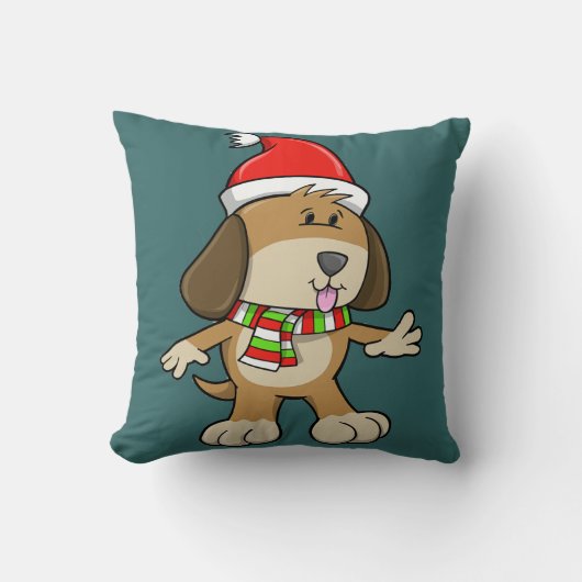 クリスマスの子犬"シモン"枕 クッション (正面)