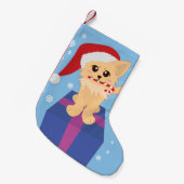 クリスマスの子犬 スモールクリスマスストッキング (正面 (吊り時))