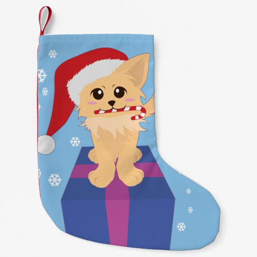 クリスマスの子犬 スモールクリスマスストッキング (正面)