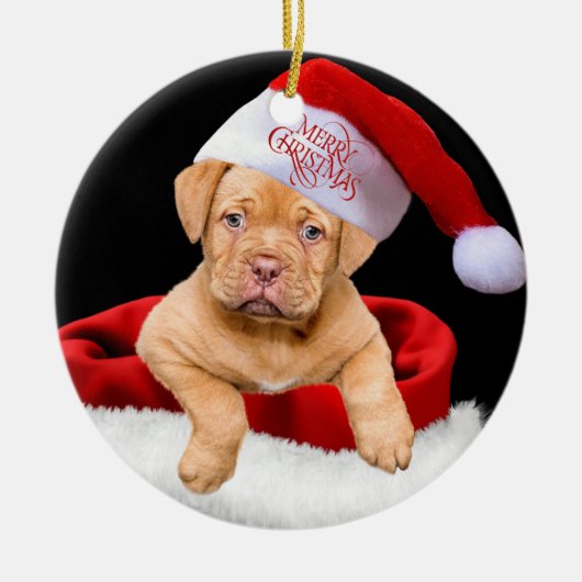 クリスマスの子犬 セラミックオーナメント (正面)