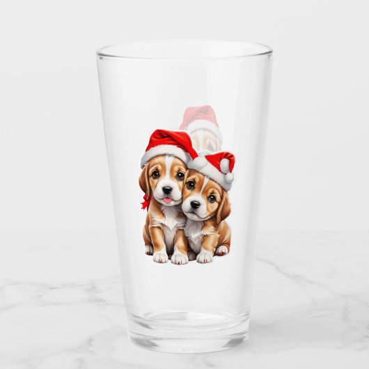 クリスマスの子犬 タンブラーグラス (正面)