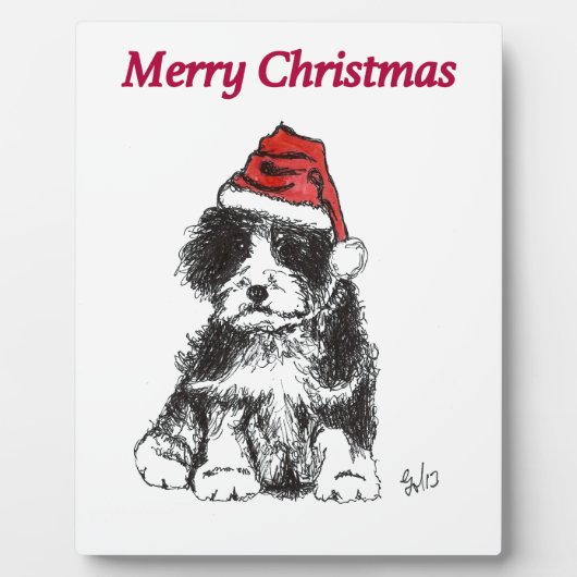 クリスマスの子犬 フォトプラーク (正面)