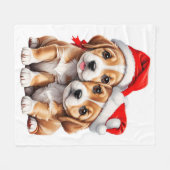 クリスマスの子犬 フリースブランケット (正面(横))
