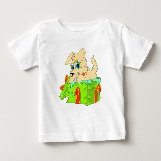 クリスマスの子犬 ベビーTシャツ (正面)